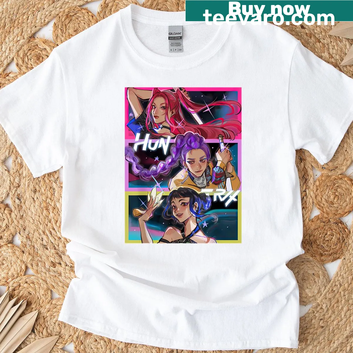 Licensed K-pop T-shirt featuring demon hunters design for music fans — on a men's t-shirt