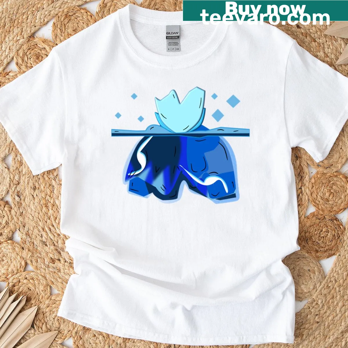 Illustration of an iceberg showing above and below water layers — on a men's t-shirt