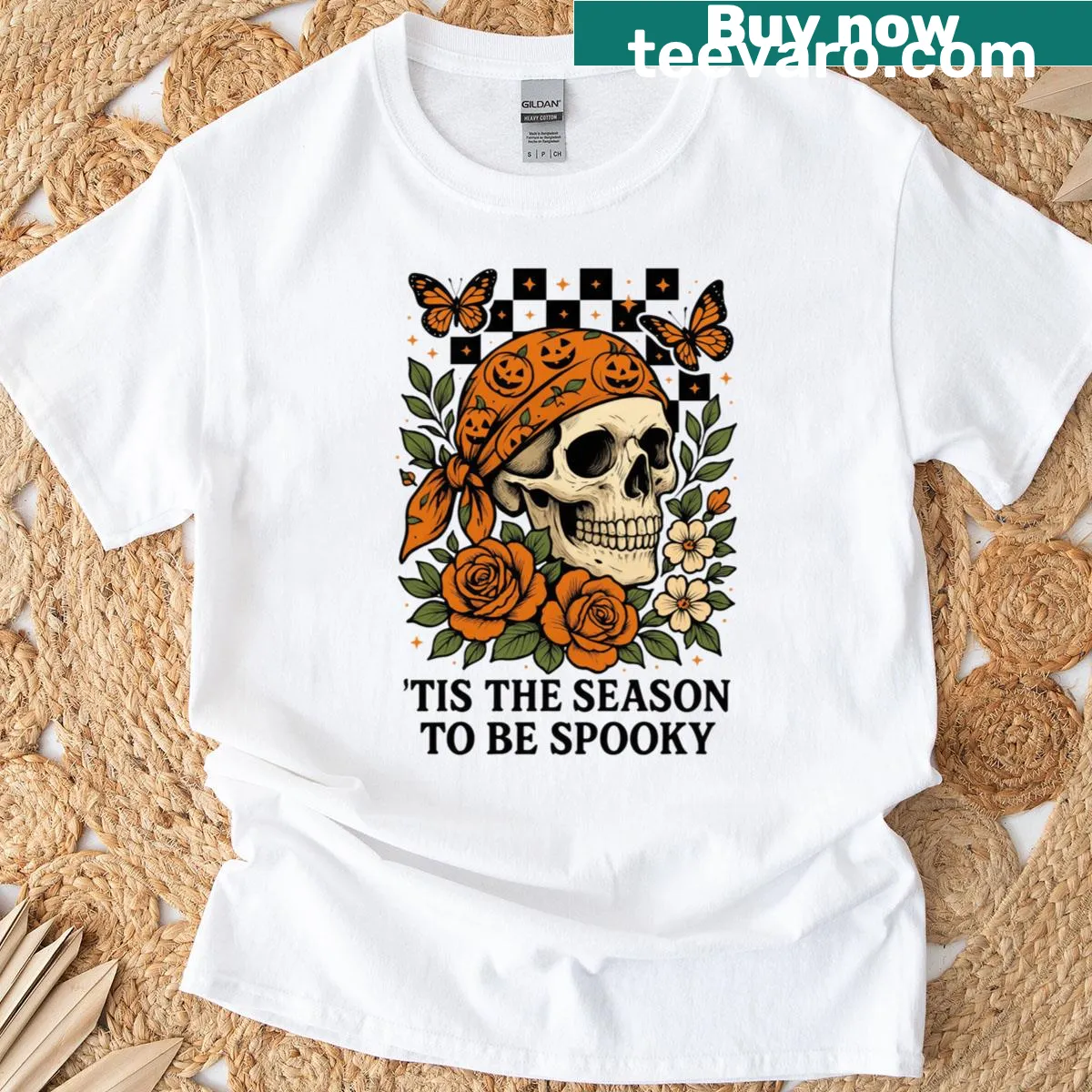 Playful skull design for Halloween on T-shirt — on a men's t-shirt