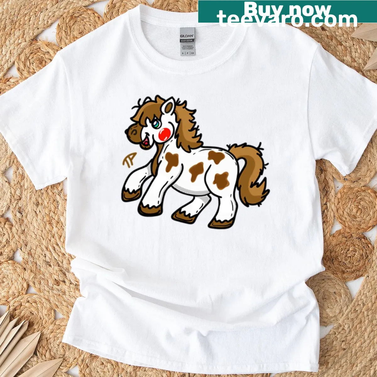 Cartoon design of a playful toy horse on T-shirt — on a men's t-shirt