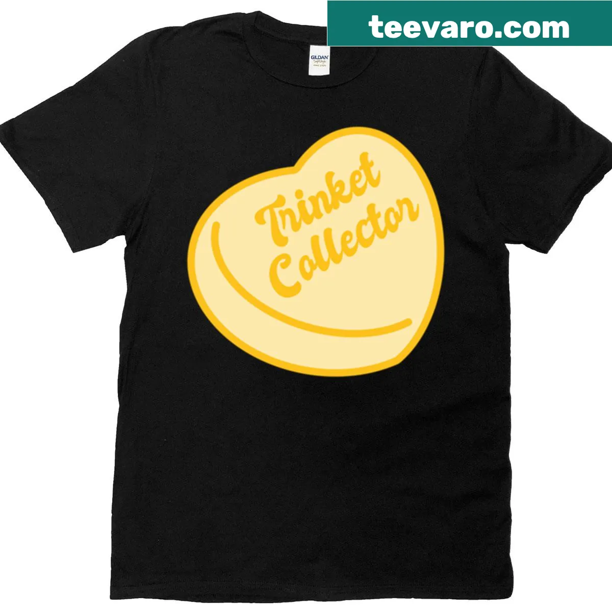 Hand-lettered trinket collector candy heart graphic T-shirt — on a men's t-shirt