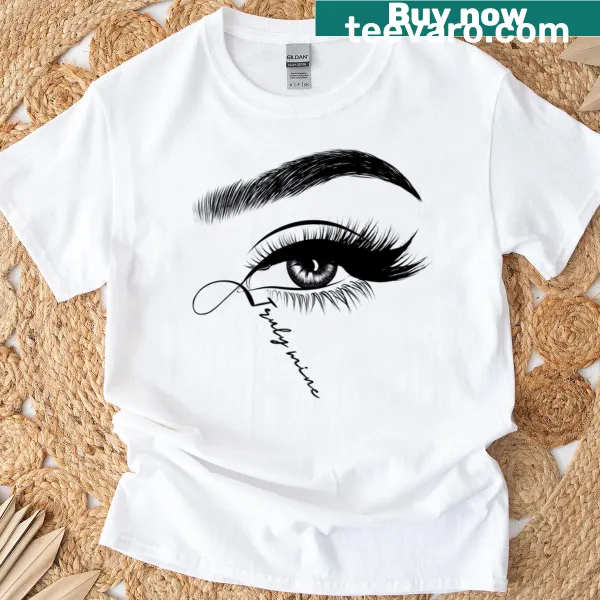 Hand-lettered t-shirt with the phrase 'Truly Mine'