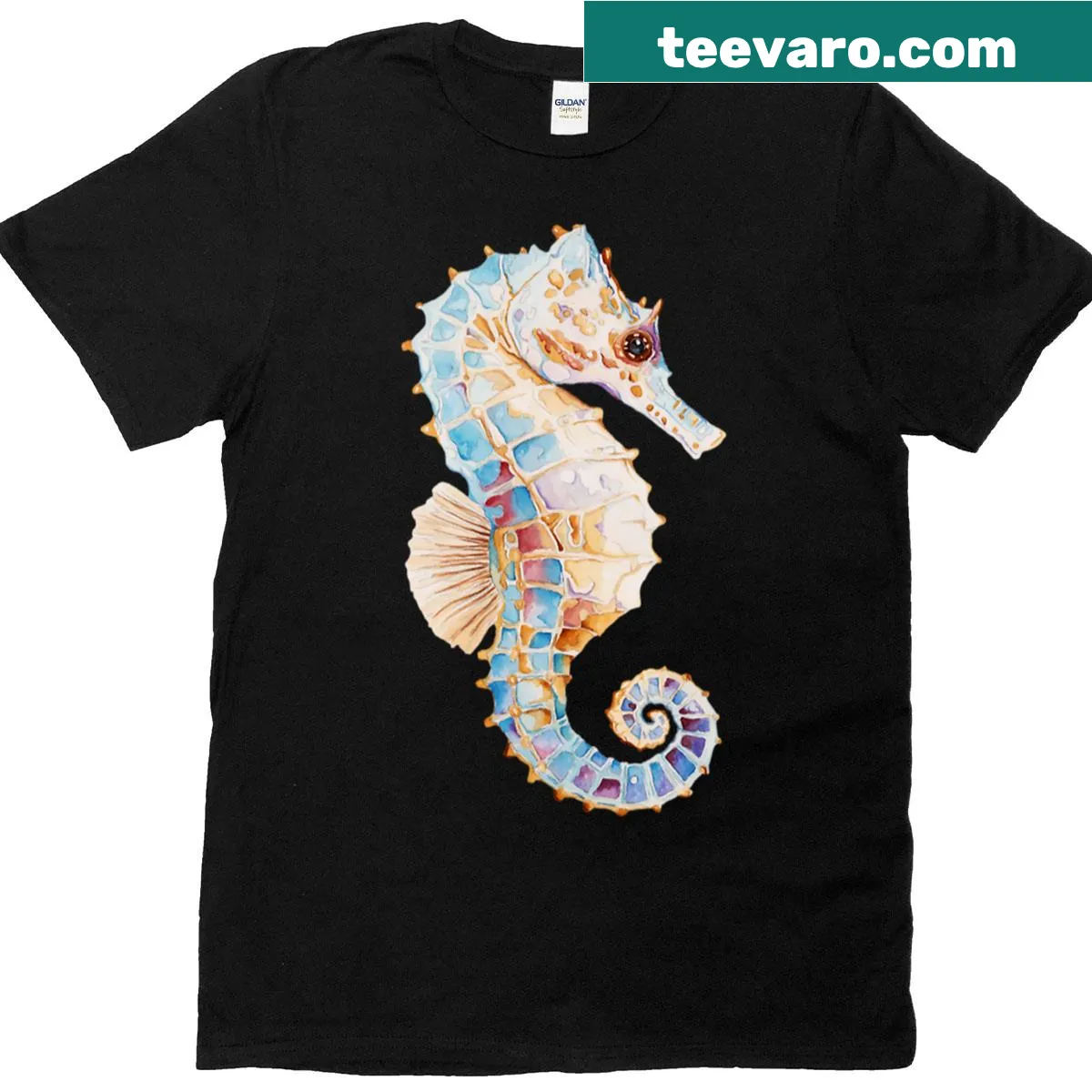 Cute cartoon seahorse design T-shirt — on a men's t-shirt