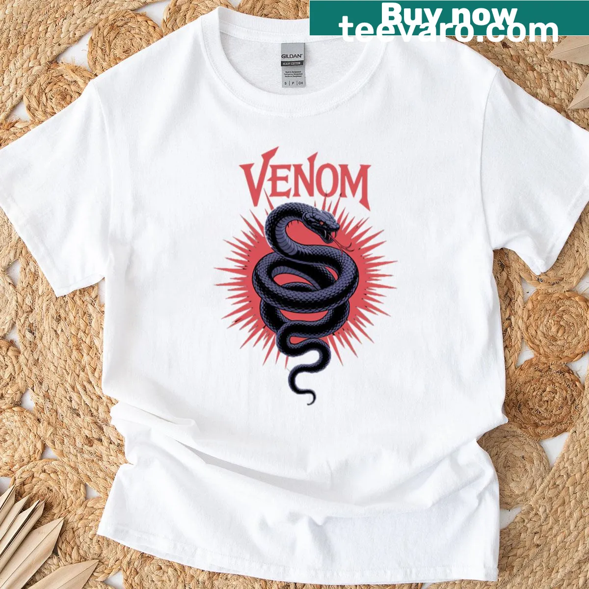 Graphic of Venom Snake on a stylish gaming T-shirt — on a men's t-shirt