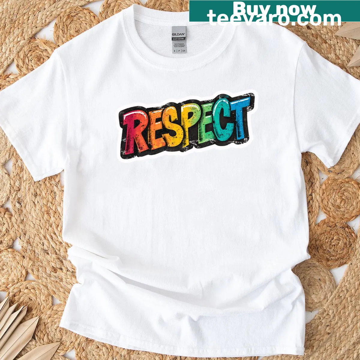 Graffiti-style 'Respect' typography design on a T-shirt — on a men's t-shirt