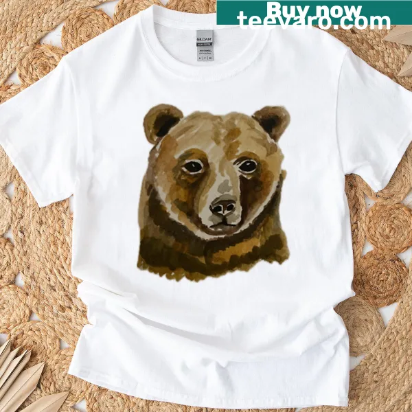 Watercolor portrait of a bear on a T-shirt