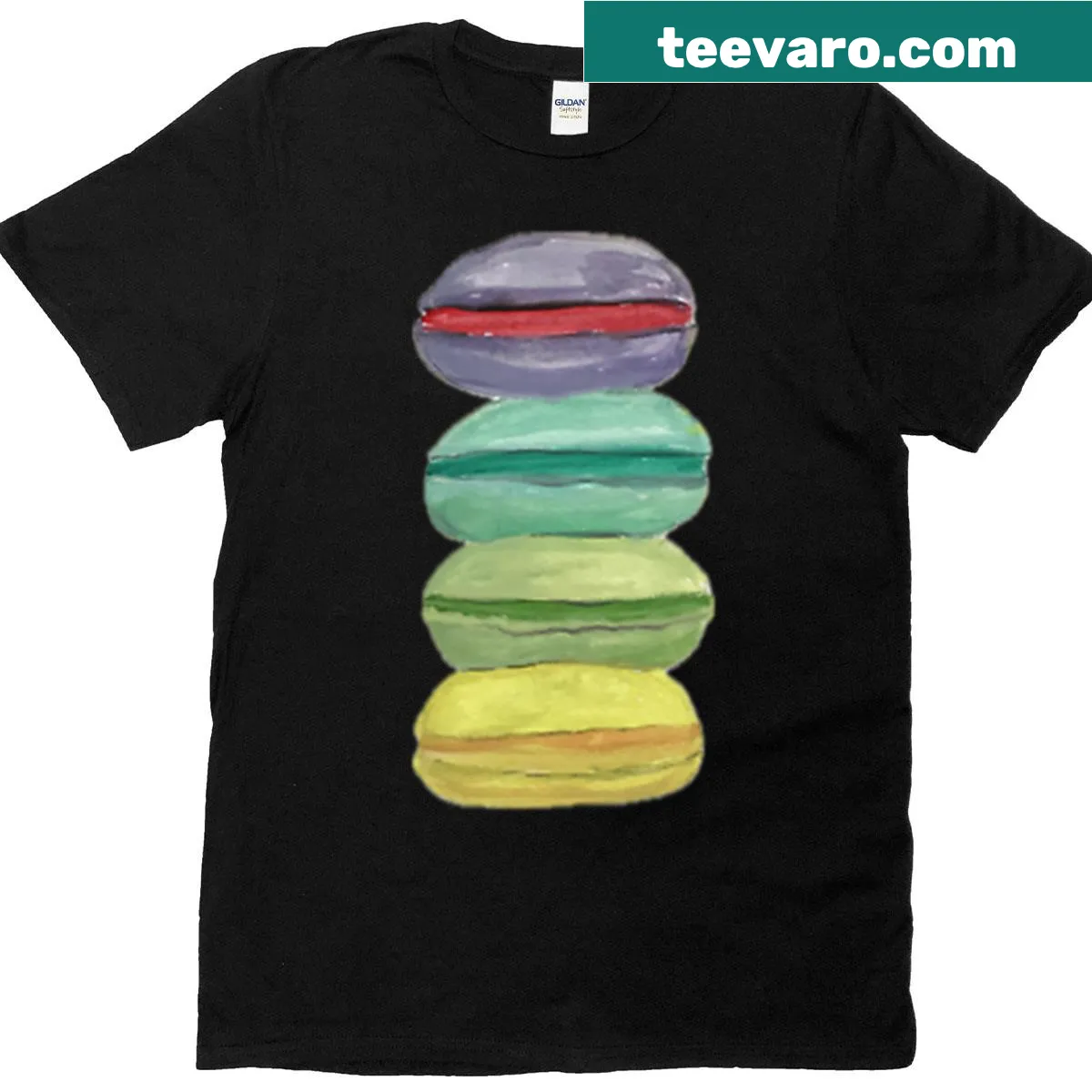 Colorful macaron illustration graphic on a T-shirt — on a men's t-shirt