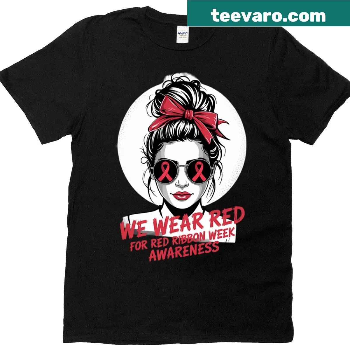 Red Ribbon Week awareness graphic on a T-shirt — on a men's t-shirt