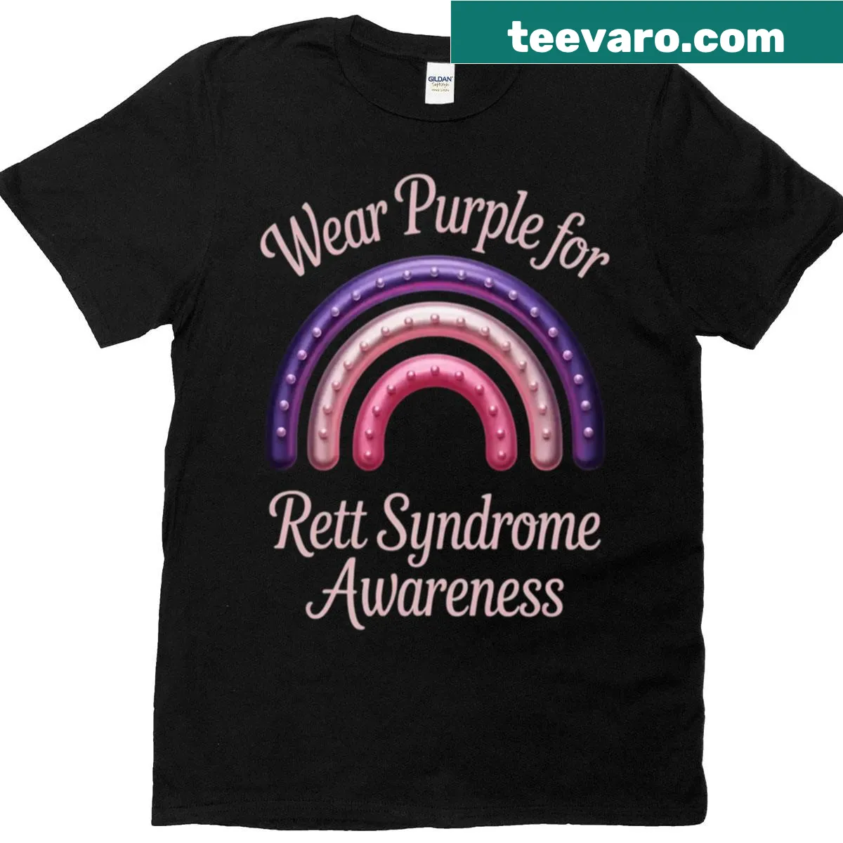 Awareness T-shirt with the message 'Wear Purple For Rett Syndrome' — on a men's t-shirt