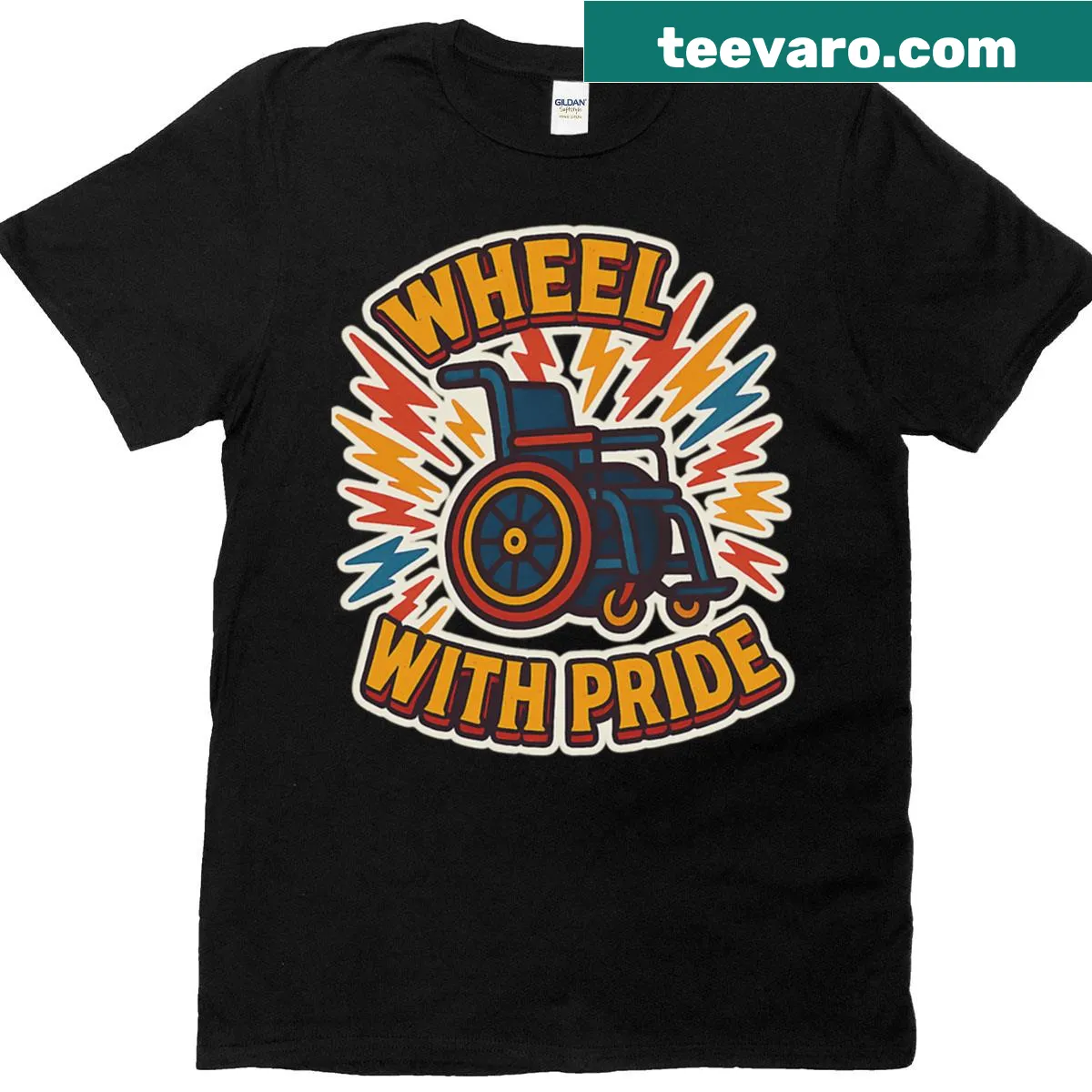 Text design stating 'I Roll With Pride' for wheelchair users — on a men's t-shirt