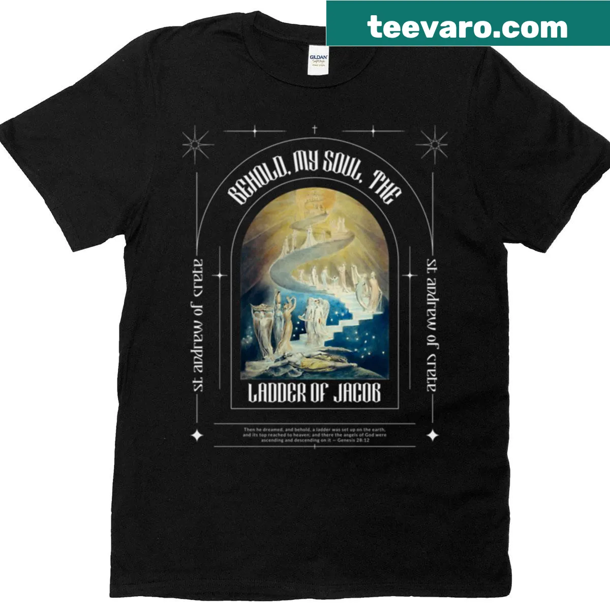 T-shirt featuring a dreamy illustration inspired by William Blake — on a men's t-shirt