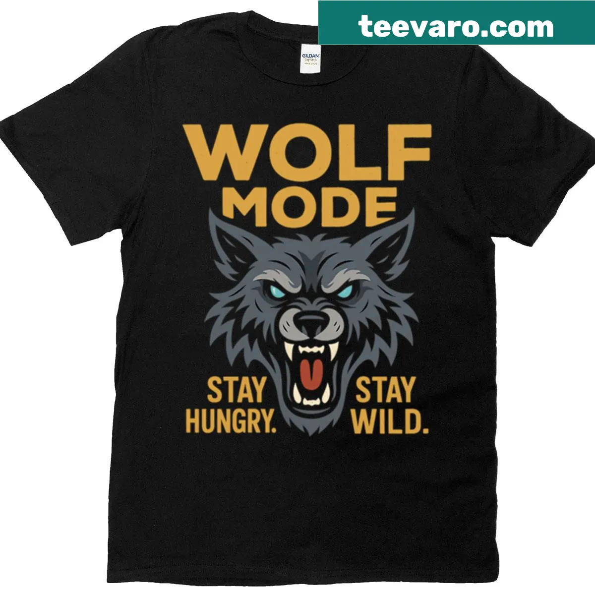 Motivational T-shirt with 'Stay Hungry Stay Wild' typography — on a men's t-shirt