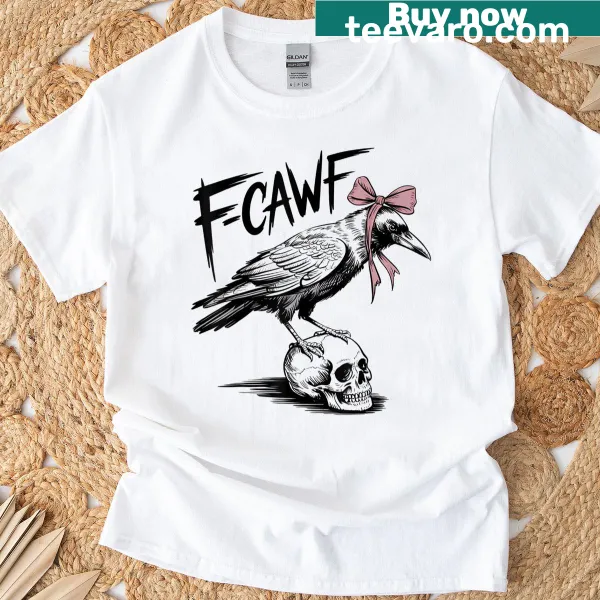 T-shirt featuring a funny crow illustration and humorous text