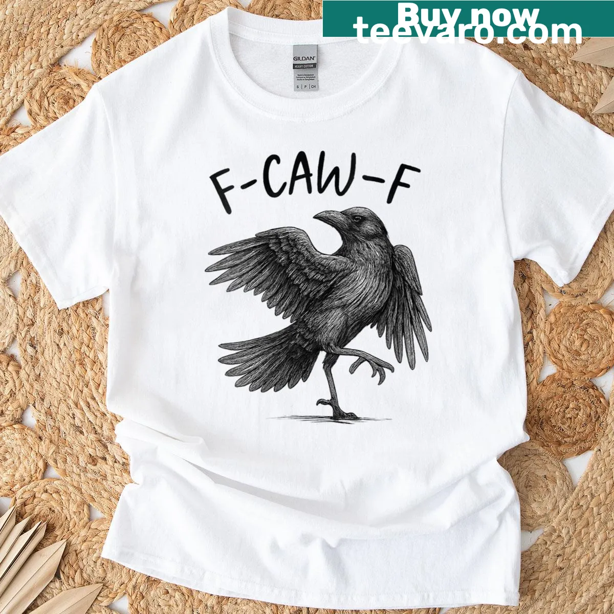 Retro-style T-shirt with a humorous crow quote — on a men's t-shirt