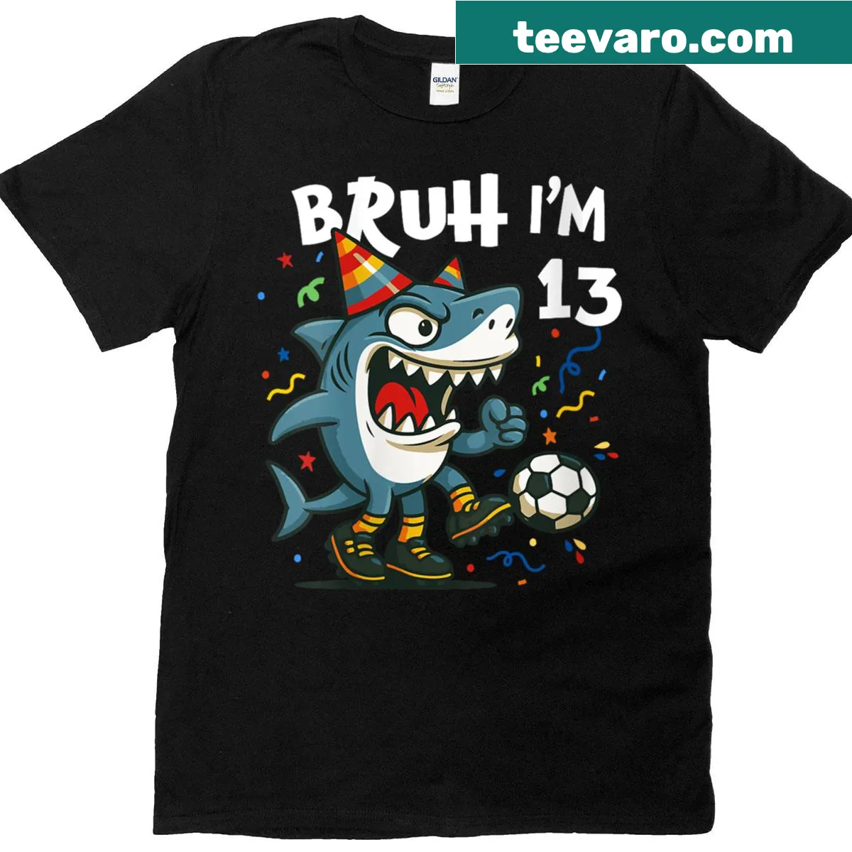 Cute birthday T-shirt for teens with soccer theme and playful text — on a men's t-shirt
