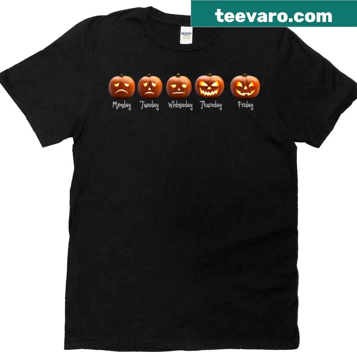 Funny Halloween T-shirt for office workers with pumpkin graphic — on a men's t-shirt