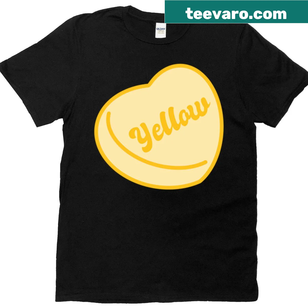 Candy heart graphic T-shirt with playful phrases — on a men's t-shirt