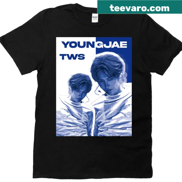 Youngjae T-shirt with trendy typography design.