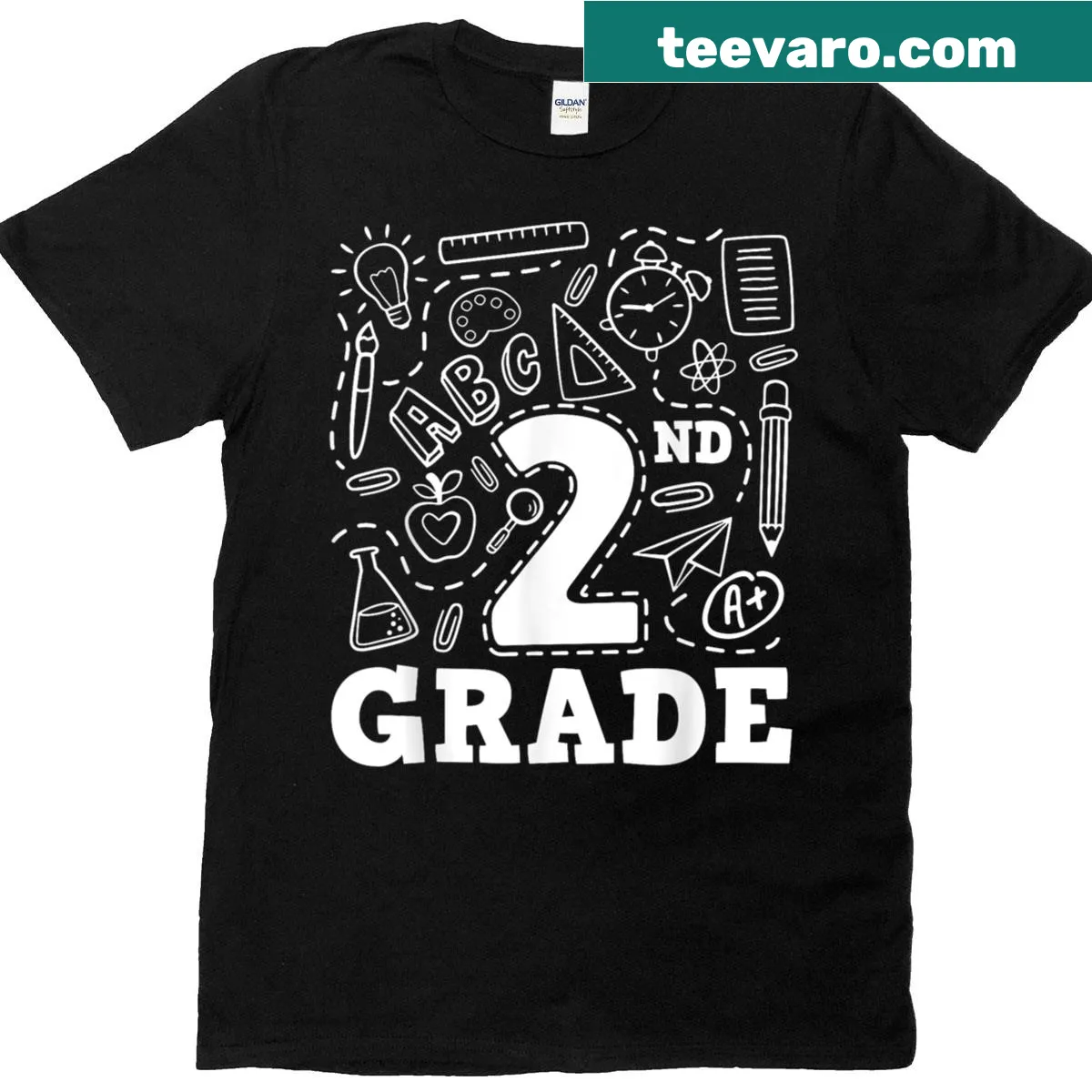 T-shirt for 2nd Grade Typography Team featuring playful text — on a men's t-shirt