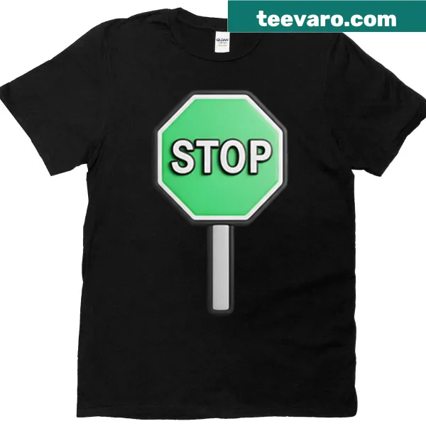 3D model of a green stop sign on T-shirt