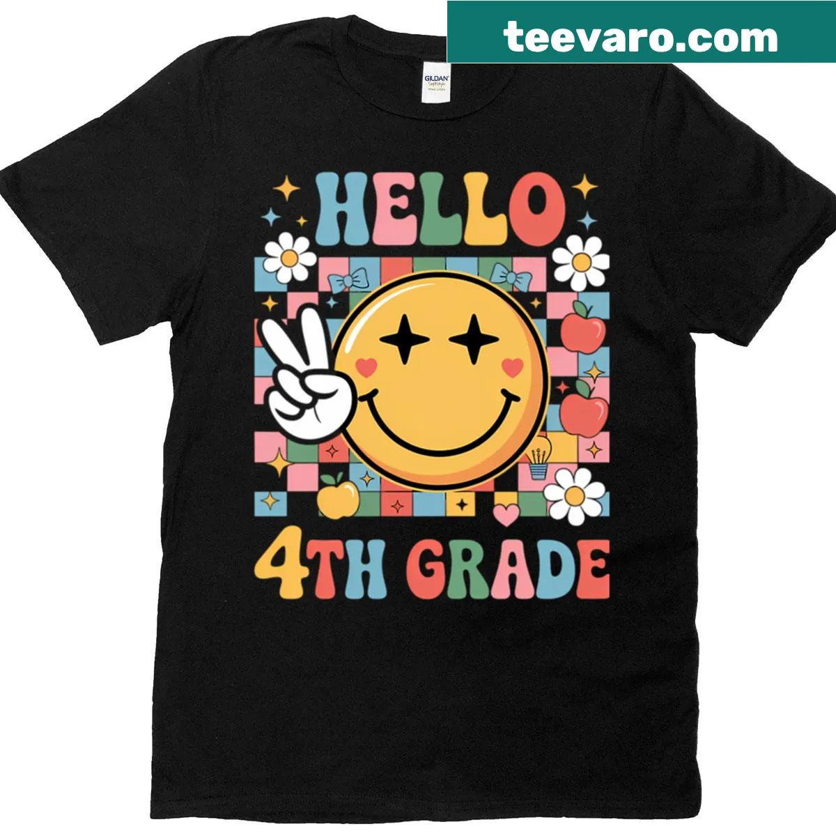 Teacher T-shirt celebrating 4th grade with engaging typography — on a men's t-shirt