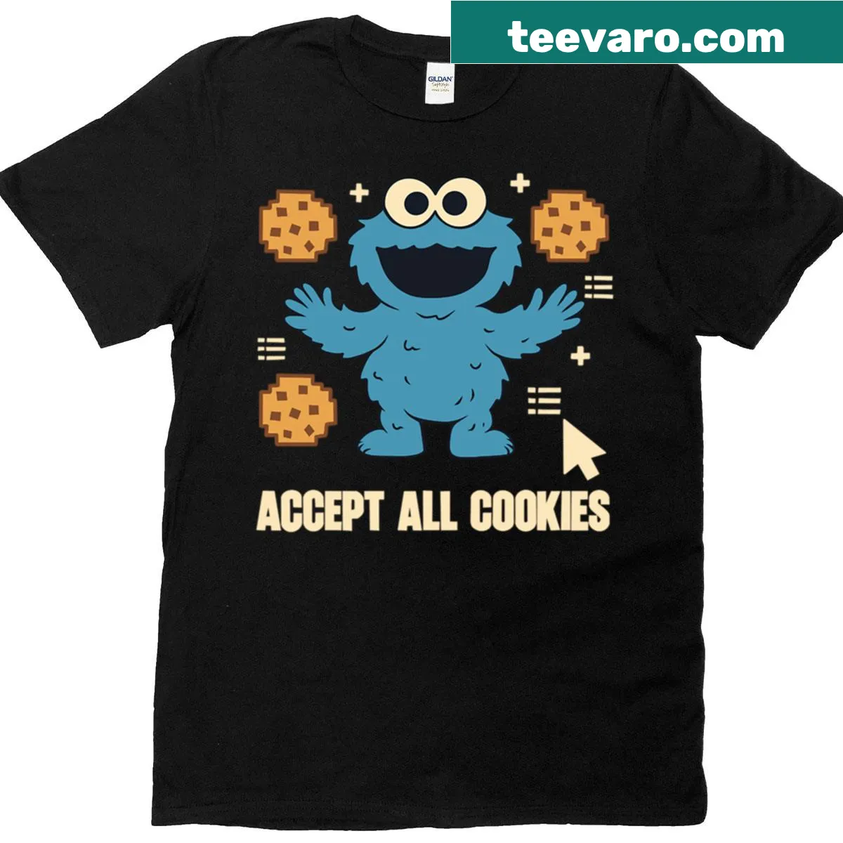 Typography T-shirt with the phrase 'Accept All Cookies' — on a men's t-shirt