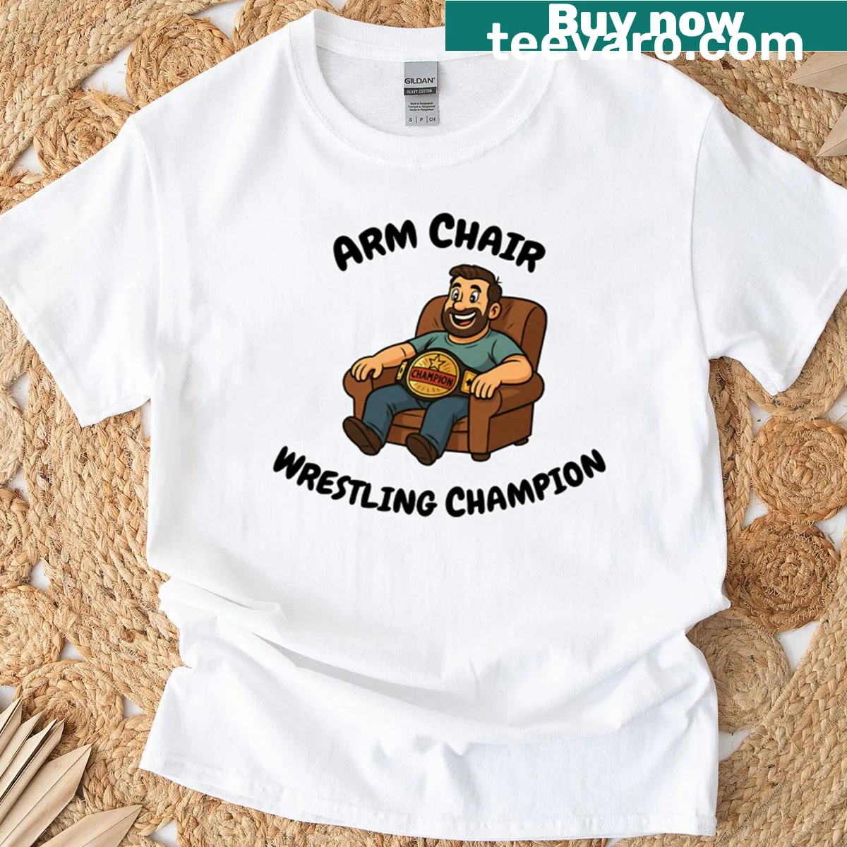 Oversized t-shirt for wrestling dads with humorous design — on a men's t-shirt