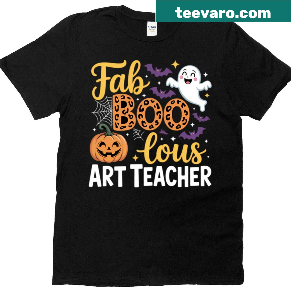 Funny T-shirt with a cartoon ghost and 'Faboolous' text — on a men's t-shirt
