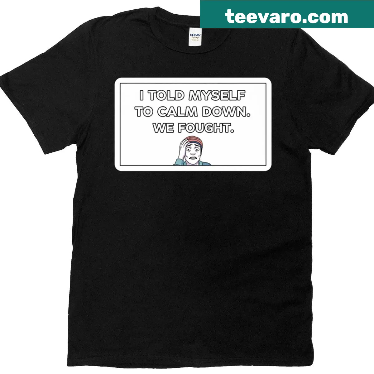 Humorous oversized back-to-school t-shirt with a funny stress quote — on a men's t-shirt
