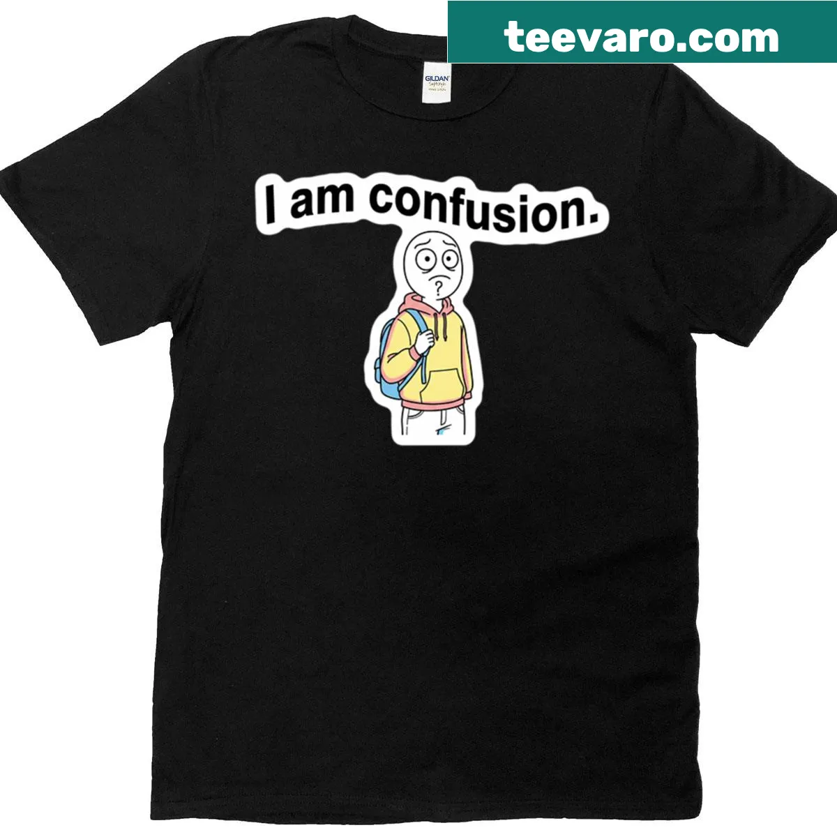 T-shirt with the phrase 'I Am Confusion' for back-to-school — on a men's t-shirt