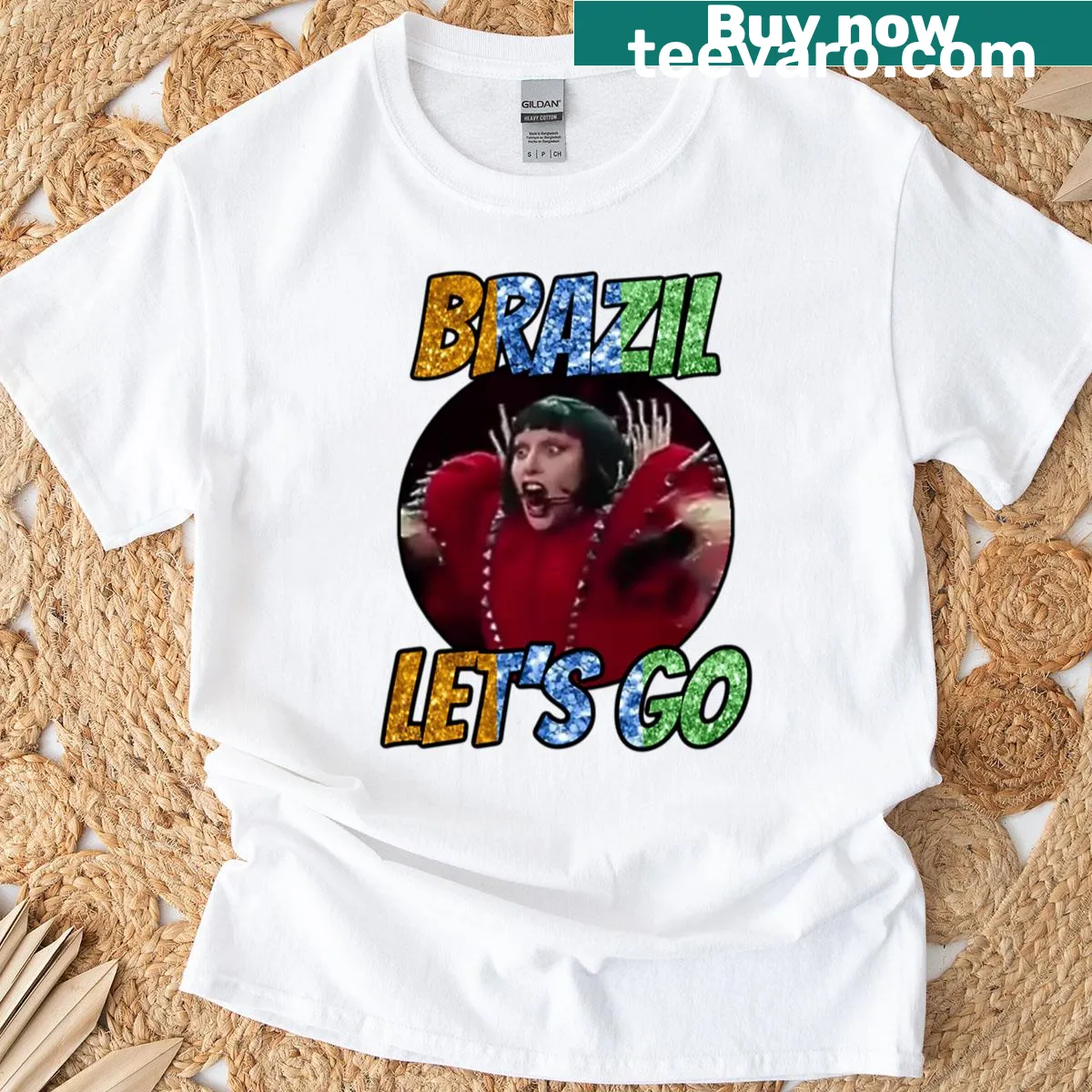 Inviting 'Let's Go' graphic T-shirt inspired by Brazilian culture — on a men's t-shirt