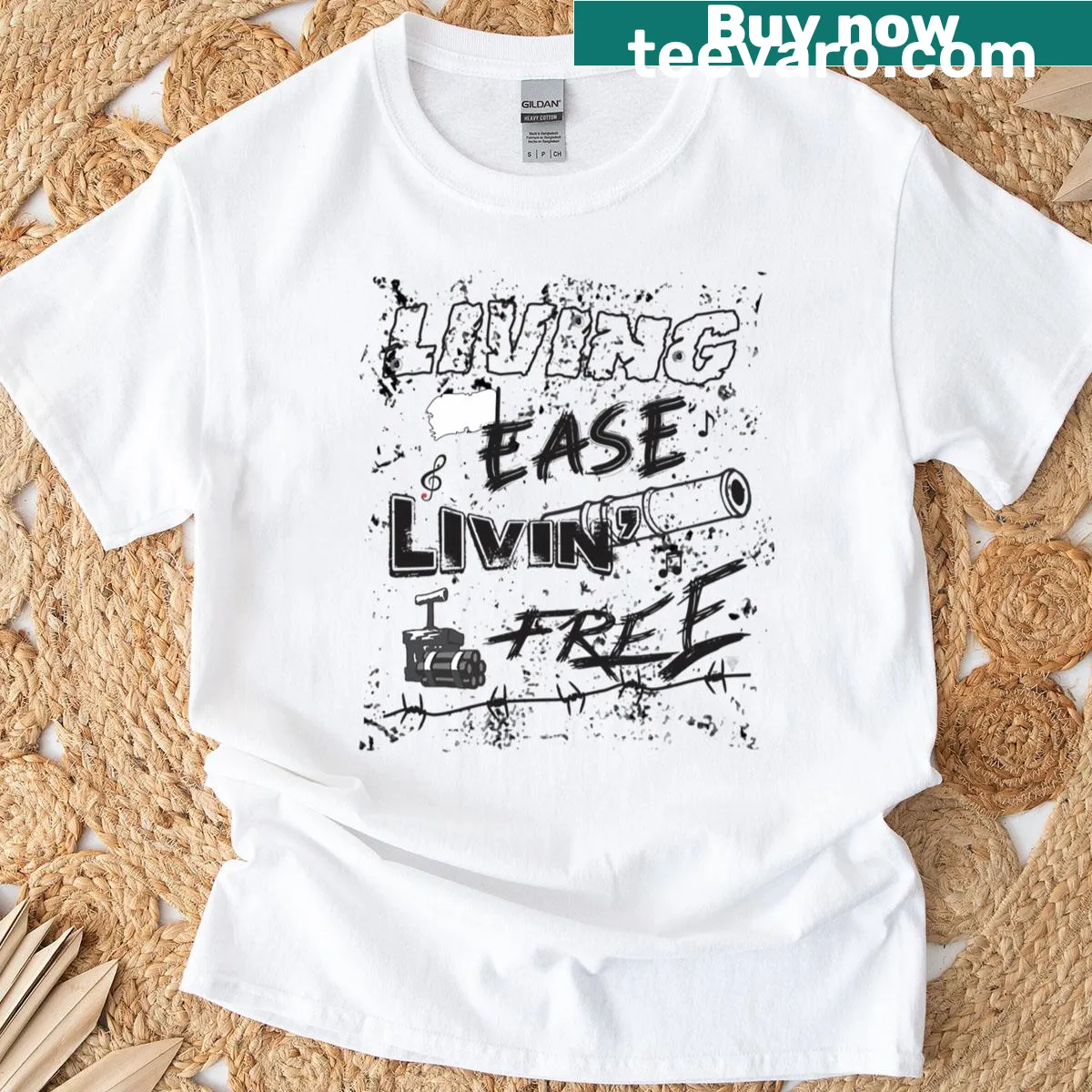 Rock music inspired illustration graphic on a T-shirt — on a men's t-shirt
