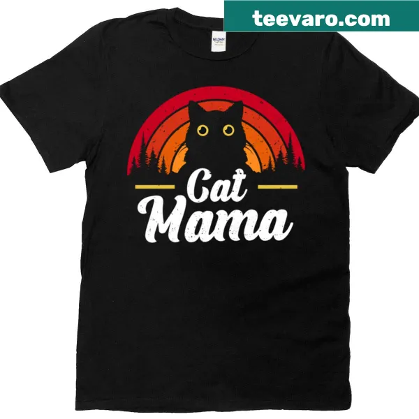 Retro sunset design t-shirt for Cat Mamas