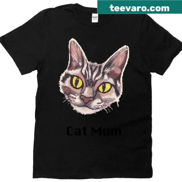 Adorable cat face illustration on a shirt for cat lovers.