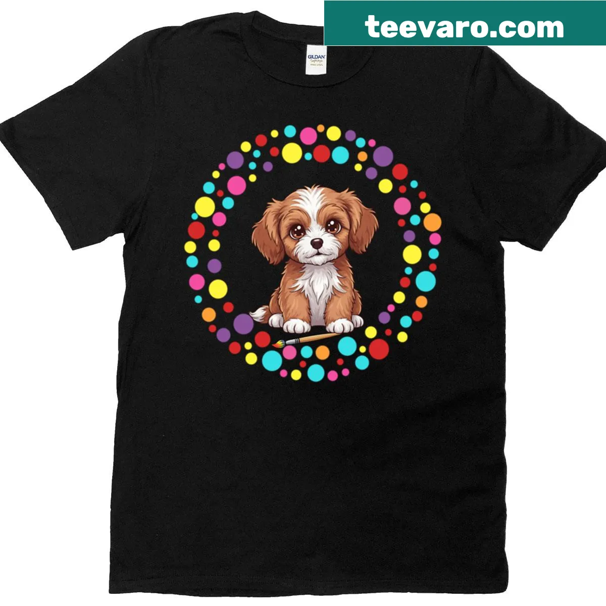 Illustration of a Cavachon dog for Dot Day on a T-shirt — on a men's t-shirt