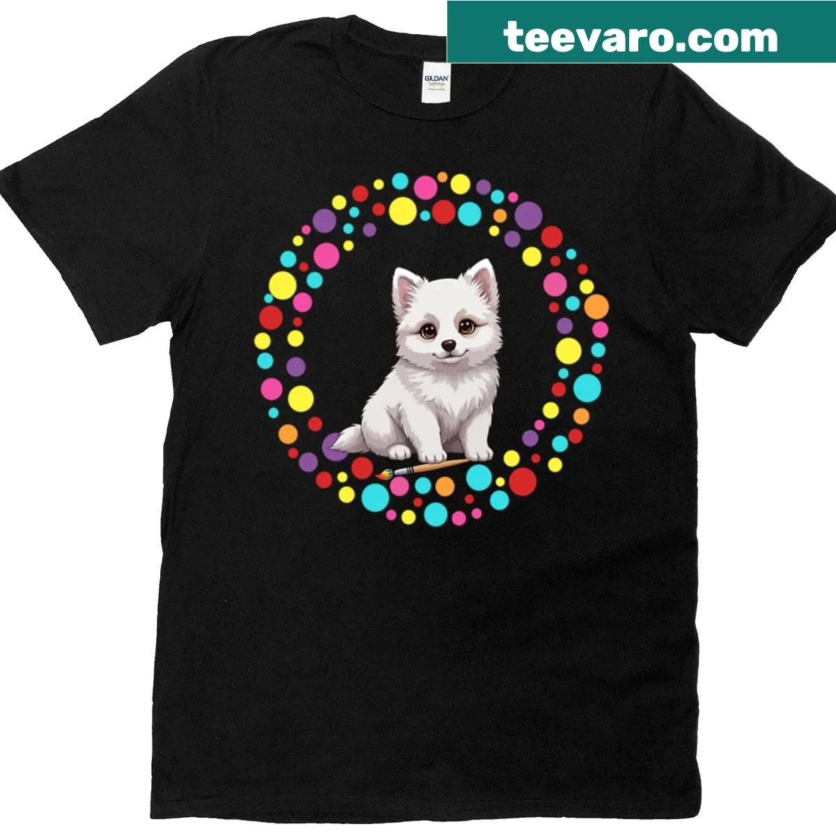 T-shirt with a colorful graphic of an Icelandic Sheepdog — on a men's t-shirt