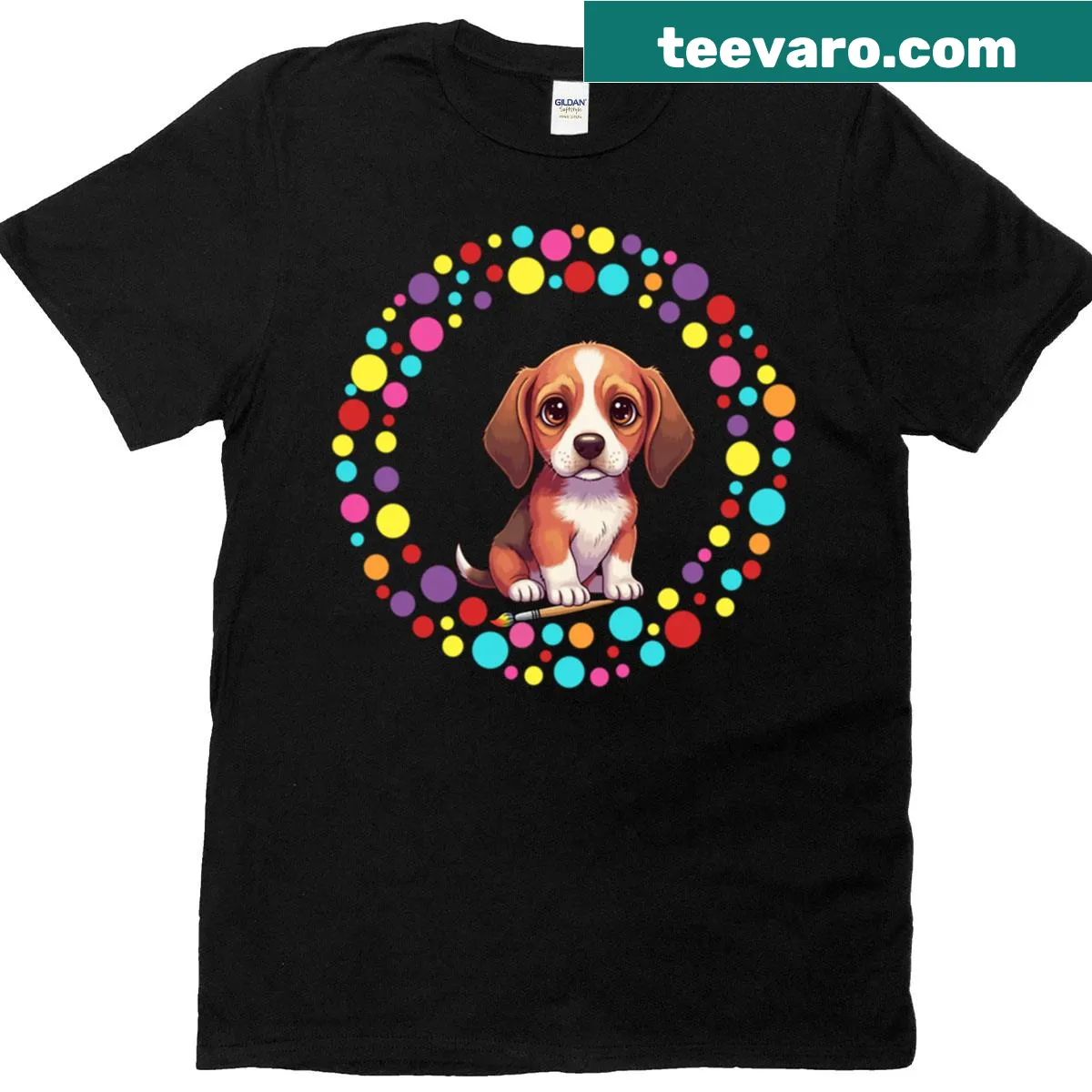 T-shirt with a colorful graphic of a Redbone Coonhound — on a men's t-shirt