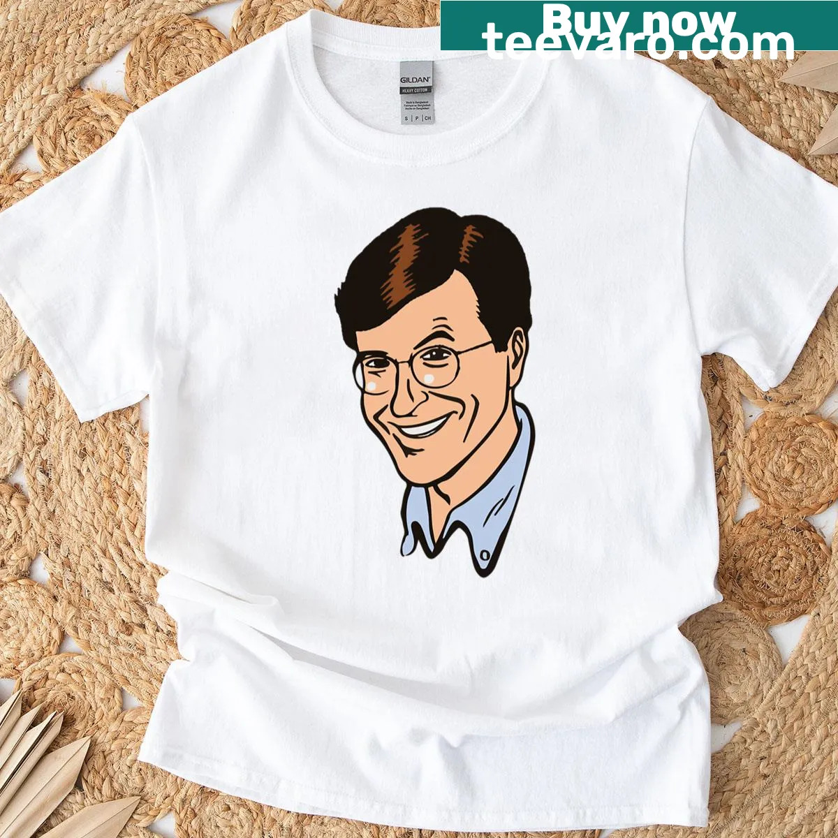 Playful cartoon graphic t-shirt featuring Charles Chuck Noblet — on a men's t-shirt