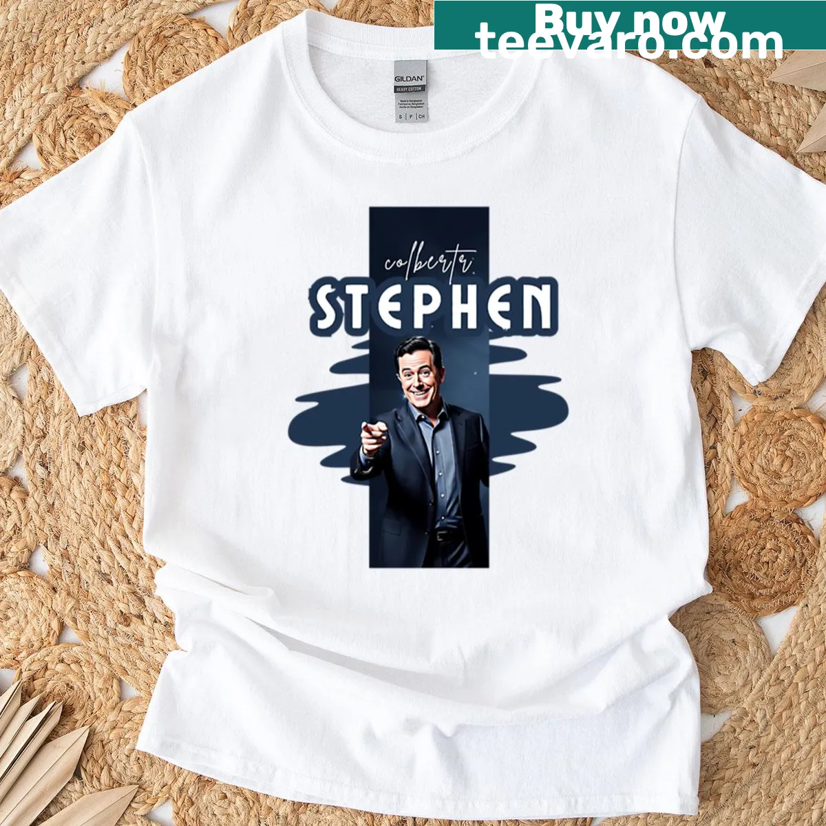 Typography T-shirt with political humor inspired by comedy shows — on a men's t-shirt