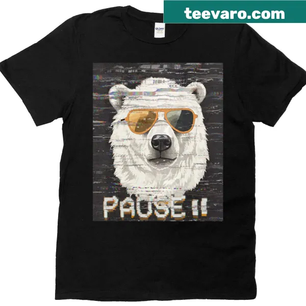 Cartoon glitch bear graphic T-shirt
