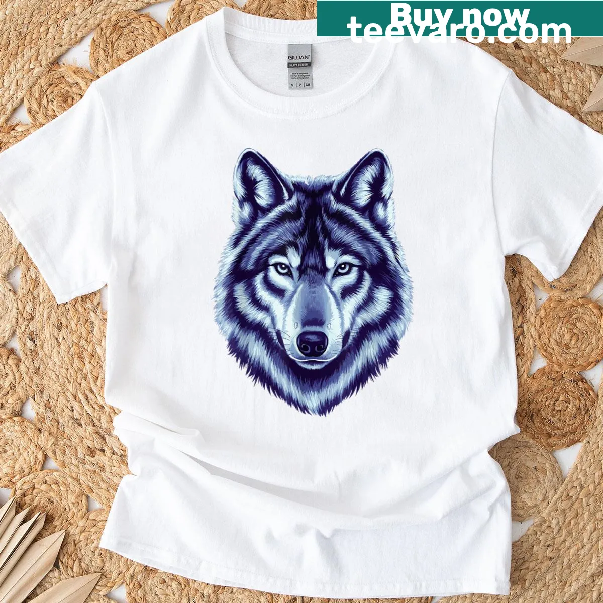 Illustration of a howling wolf on a t-shirt, appealing to wolf lovers — on a men's t-shirt