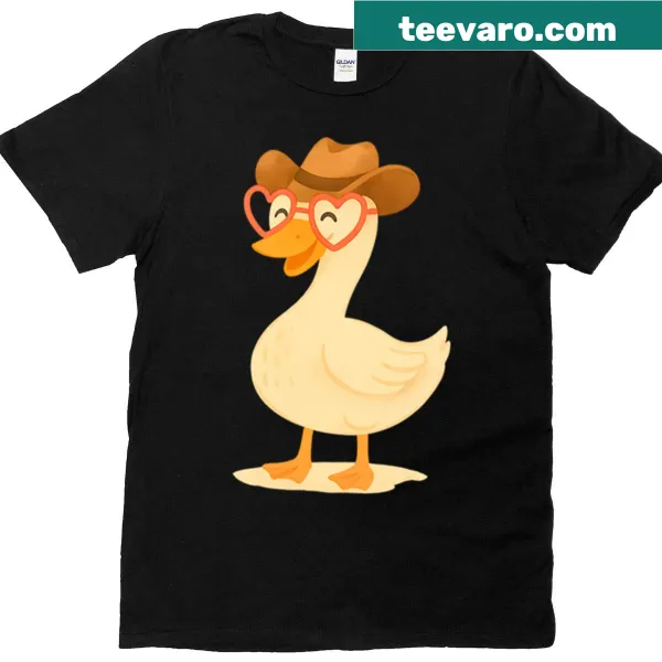 Watercolor illustration of a cowgirl goose on a charming t-shirt
