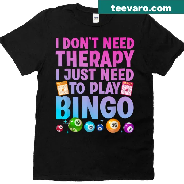 Bingo-themed t-shirt featuring playful graphics of bingo balls and cards
