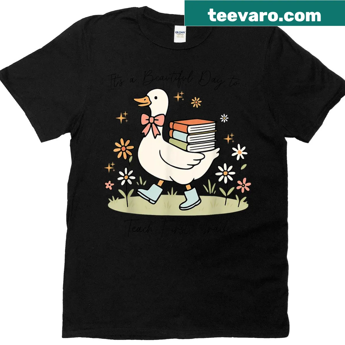 Cute goose illustration on a teacher t-shirt — on a men's t-shirt
