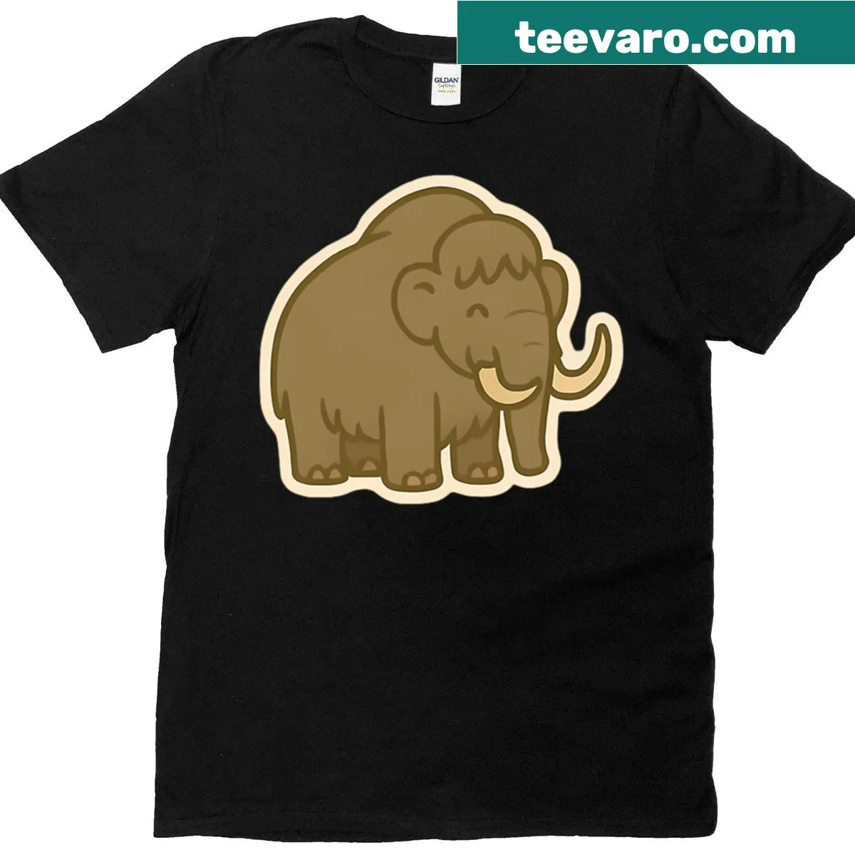 Cute t-shirt featuring an illustration of a woolly mammoth — on a men's t-shirt