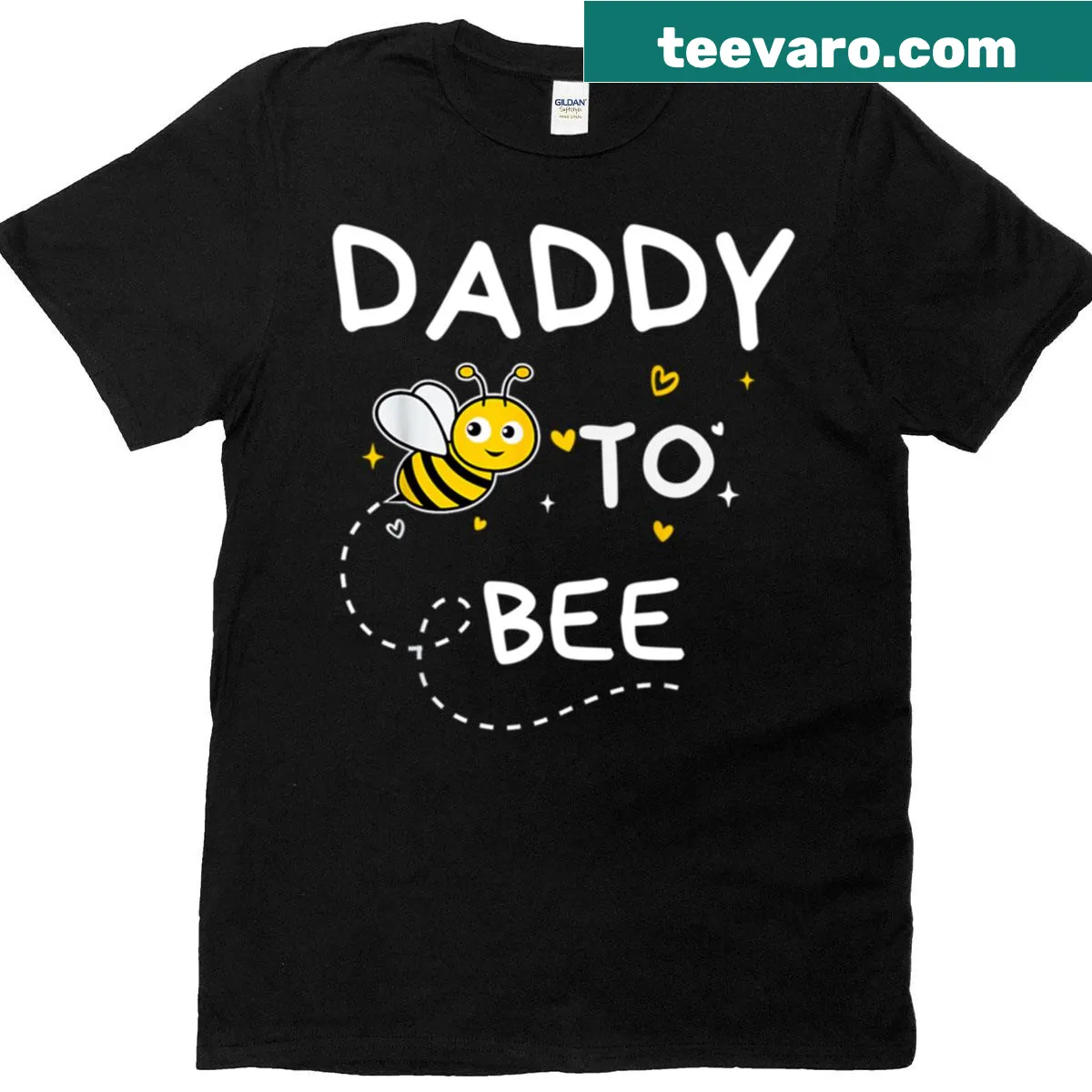 Funny T-shirt with 'Daddy To Bee' text and bee graphic — on a men's t-shirt