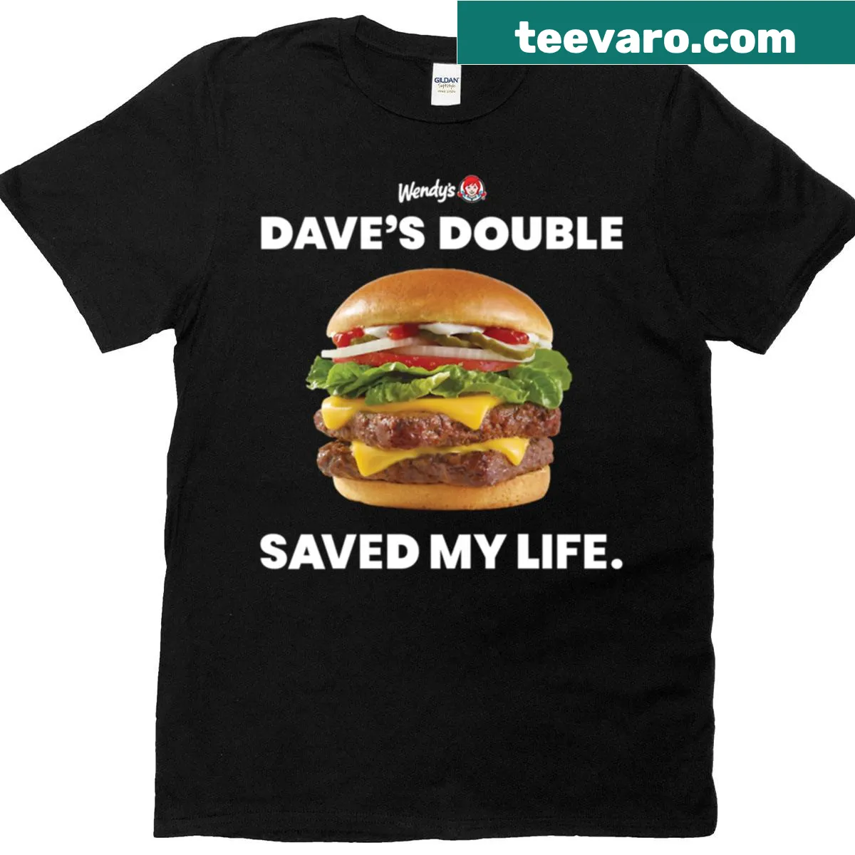 Humorous oversized t-shirt with Dave's Double graphic — on a men's t-shirt