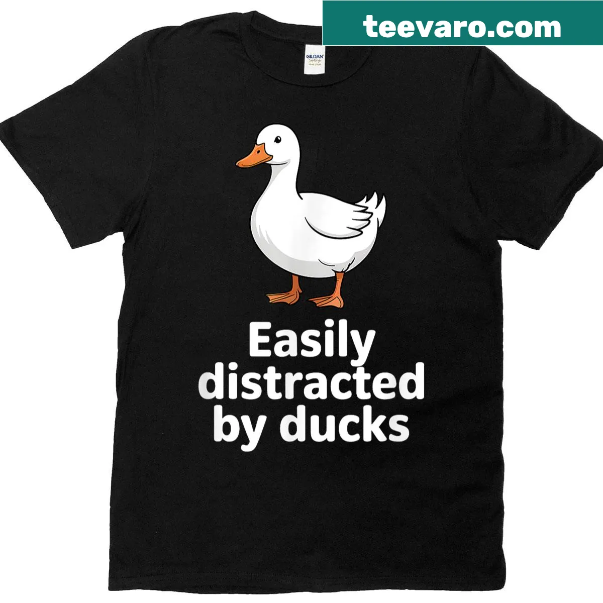 Vintage distressed t-shirt with the phrase 'Easily Distracted By Ducks' — on a men's t-shirt