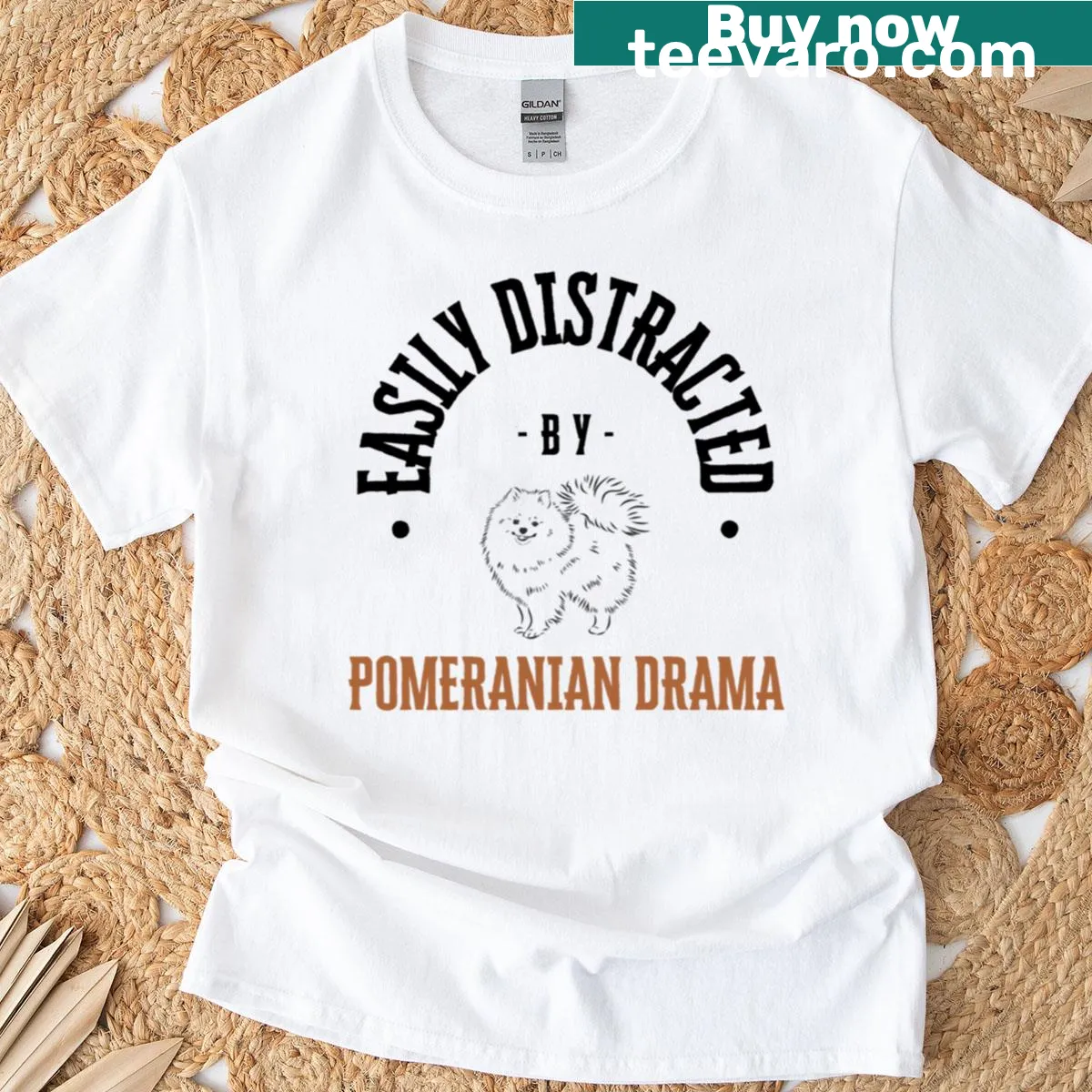 Oversized T-shirt with humorous Pomeranian graphic — on a men's t-shirt