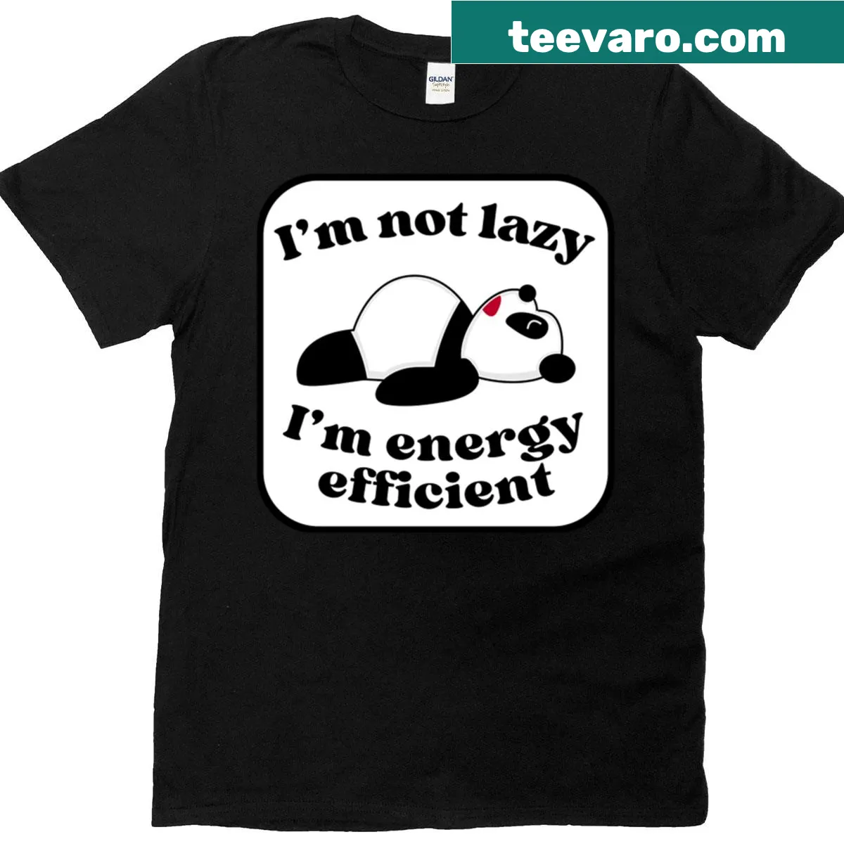 Minimalist t-shirt featuring an adorable panda graphic — on a men's t-shirt